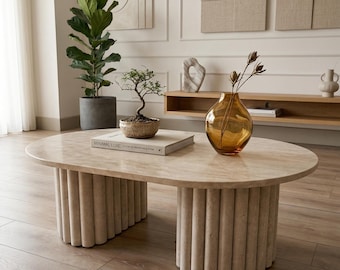 Travertine Coffee Table, Stylish Design Coffee Table, Attractive reflection of Natural Stone center coffee table