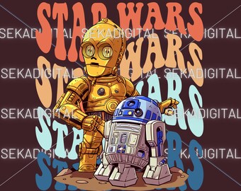 Star Wars Digital Png Svg, StarWars Sticker PNG, Clipart Vector Style ,Star Wars PNG,Star Wars Clipart, Yoda R2d2 Darth Vader png clipart