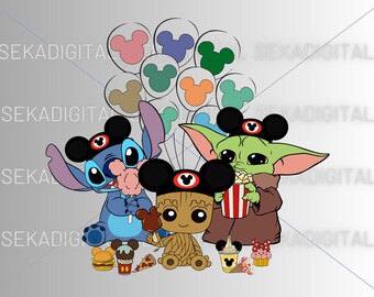 Stitch PNG,Star Wars Clipart, Baby Yoda Png,Stitch R2d2 Darth Vader png clipart,Stitch Digital Png Svg,Stitch Sticker PNG, Stitch, Baby yoda