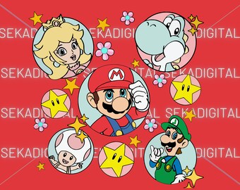 Super Mario Family Png Svg,Super Mario Princess Png Svg, Princess, Super Mario Png, Mario svg,Super Mario Digital Files Svg png, Mario,Mario
