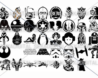 Bundle Star Wars Digital Png Svg, StarWars Sticker PNG, Clipart Vector Style,Star Wars PNG,Star Wars Clipart, Yoda R2d2 Darth Vader clipart