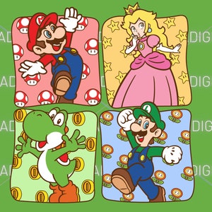 Super Mario Family Png Svg,Super Mario Princess Png Svg, Princess, Super Mario Png, Mario svg,Super Mario Digital Files Svg png, Mario,Mario