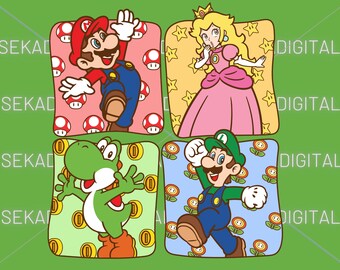 Super Mario Family Png Svg,Super Mario Princess Png Svg, Princess, Super Mario Png, Mario svg,Super Mario Digital Files Svg png, Mario,Mario