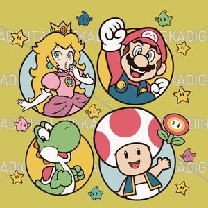 Super Mario Family Png Svg,Super Mario Princess Png Svg, Princess, Super Mario Png, Mario svg,Super Mario Digital Files Svg png, Mario,Mario