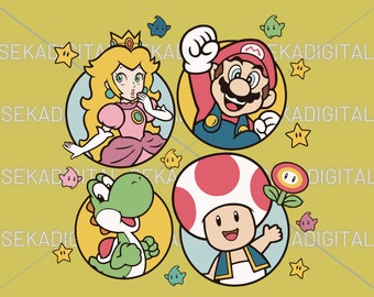 Super Mario Family Png Svg,Super Mario Princess Png Svg, Princess, Super Mario Png, Mario svg,Super Mario Digital Files Svg png, Mario,Mario