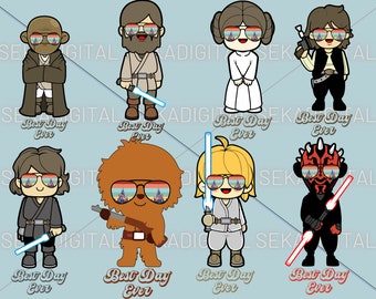 Star Wars Digital Png Svg, StarWars Sticker PNG, Clipart Vector Style,Star Wars PNG,Star Wars Clipart, Yoda R2d2 Darth Vader png clipart
