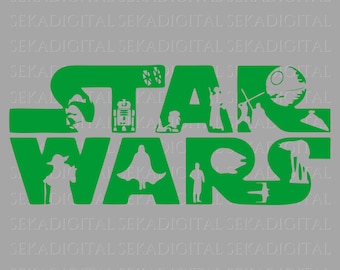 Star Wars Digital Png Svg, StarWars Sticker PNG, Clipart Vector Style ,Star Wars PNG,Star Wars Clipart, Yoda R2d2 Darth Vader png clipart