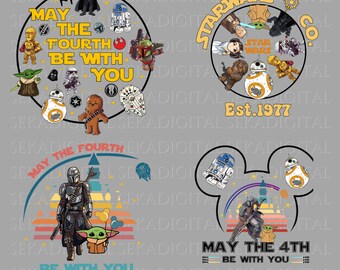 Star Wars Digital Png Svg, StarWars Sticker PNG, Clipart Vector Style ,Star Wars PNG,Star Wars Clipart, Yoda R2d2 Darth Vader png clipart