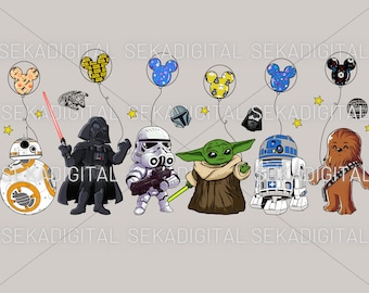 Star Wars PNG,Star Wars Clipart, Yoda R2d2 Darth Vader png clipart,Star Wars Digital Png Svg, StarWars Sticker PNG, Clipart Vector Style