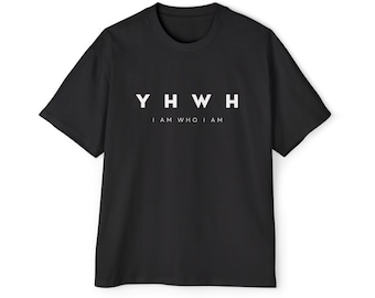 Unisex zwaar oversized YHWH T-shirt | Ik ben wie ik ben| Christelijke kleding | Christelijke t-shirt