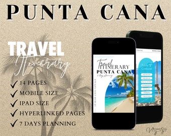 Punta Cana Dominican Republic Travel Mobile Itinerary Template. City Trip Planner. Desktop, iPad, Tablet, Digital Organizer, Printable.