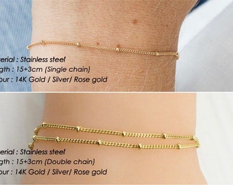 15cm Simple Multilayer Bead Chain Bracelet for Women