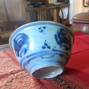 Bol ancien en céramique bleue, dynastie Ming