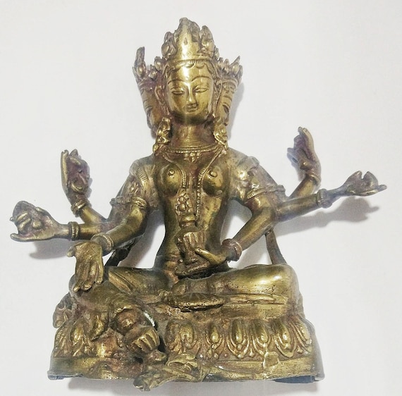 Statua Buddismo tantrico Tibetano in ottone