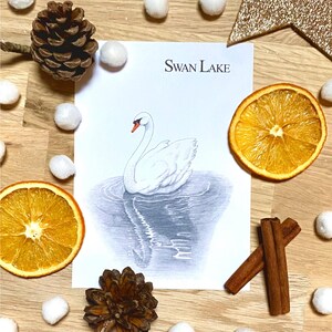 Carte postale "Cygne Blanc" - Lac des Cygnes - Swan Lake - Ballet illustration - Christmas card - White Swan/Black Swan - Art print