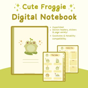 Cute Froggie Digital Notebook with Tabs, Digital Notebook, Student Notebook, GoodNotes Notebook, Notability Notebook