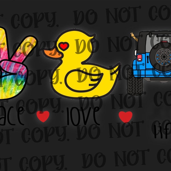 Peace, Love, Duck {4x4} Life - PNG Transparent Background File