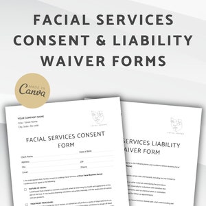 Formulaires de consentement et d'exonération de responsabilité pour les soins du visage, formulaire de consentement pour les soins du visage, accord d'exonération de responsabilité pour les soins de la peau et les soins du visage