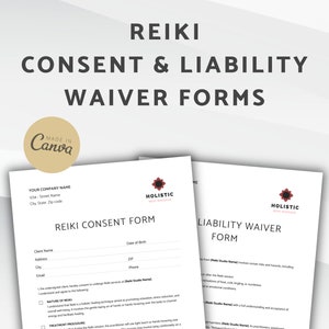 Formulaires de consentement Reiki et d'exonération de responsabilité, formulaire de consentement du studio Reiki, accord d'exonération de responsabilité pour la clinique Reiki et la pratique Reiki