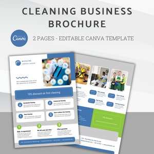 Cleaning Service Brochure Template, Cleaning Business Marketing Flyer, Editable Cleaning Service Flyer, Canva Brochure Template for Cleaners
