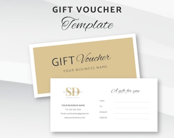 Editable Gift Voucher Template, Gift Certificate Template, Modern Gift Certificate, Editable Gift Card, Canva Template Instant Download