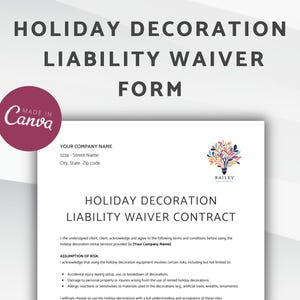 Holiday Decoration Rental Liability Waiver: Editable Canva Form