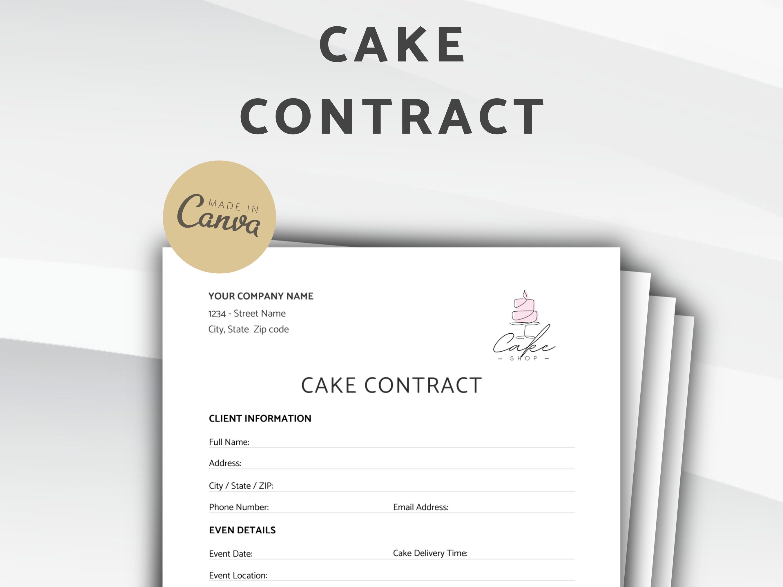 Cake Contract Template Editable Wedding Cake Agreement Bakery Cake Contract Template Editable Wedding Cake Agreement Bakery