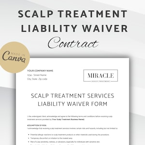Contrat d'exonération de responsabilité pour le traitement du cuir chevelu, accord d'exonération de responsabilité, formulaire d'exonération de responsabilité modifiable pour les soins capillaires, thérapie du cuir chevelu