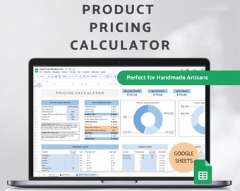 Produktpreisrechner, handgemachter Handwerker-Gewinnspannenrechner auf Google Sheets, einfache Produktkostentabelle, Preistool