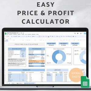 Calculadora de preço e lucro, calculadora de margem de lucro para pequenas empresas no Planilhas Google, planilha de preços fácil, calculadora de lucro de produto