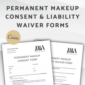 Formulaires de consentement et d'exonération de responsabilité PMU, formulaire de consentement pour le maquillage permanent, accord d'exonération de responsabilité pour les artistes maquilleurs permanents, formulaire PMU