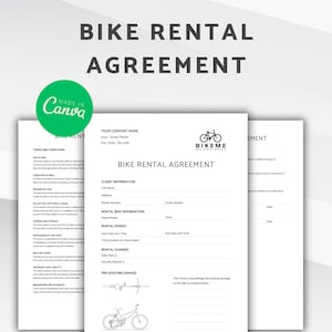 Fahrradverleihvertrag, Fahrradverleihvertrag, City Bike Rent Vorlage, bearbeitbare Zyklusvorlage, Canva Verleihvorlage, Zweiradverleih
