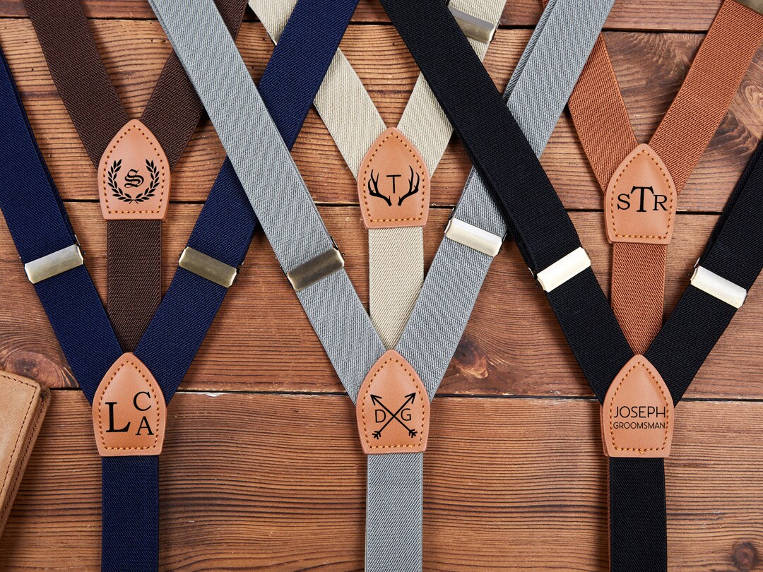 Custom Suspenders for Groomsmen,leather Suspenders,personalized Wedding