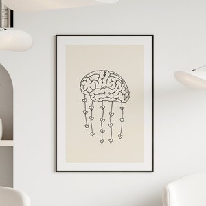 Brain Print, Psychology Art, Brain Anatomy Art,Psychology Office Decor, Psychiatrist Gift, Psychologist Gift, Brain Poster, Anatomical Brain