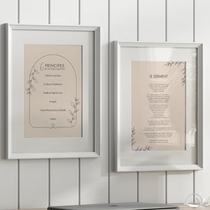 Set de 2 Affiches Les 6 Principes de la Naturopathie et Le Serment Naturopathique, Cadeau Naturopathe, Medicine Douce Poster, Naturopathie
