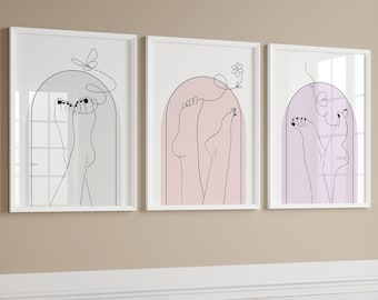 Nail Salon Line Art Prints, Pedicure Posters (Set of 3) (Digital Download)