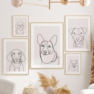 Veterinary Dogs Set of 5 Prints, Dog Line Drawing Posters, Vet Office Decor, Dog Minimalist Line Art, Veterinarian Gift, Dog Lover,Printable