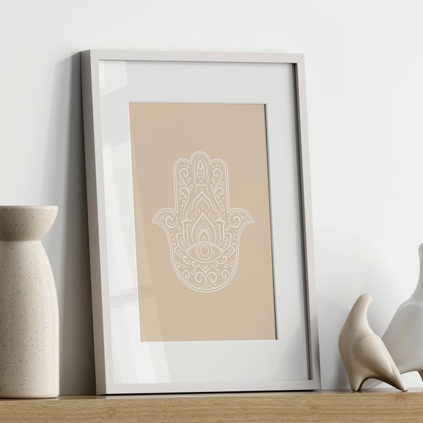 Hamsa Hand Print, Boho Hand Wall Art, Fatima Hand Printable Art, Third Eye Print, Digital Download, Boho Poster, Hamsa Hand Poster, Evil Eye