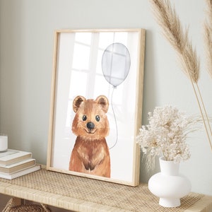 Quokka-Druck, Baby Quokka-Kinderzimmer-Dekor, neutrale australische Tierkunst, Kinderzimmer-Dekor, Aquarell-Kinderzimmer-Druck, Baby-Dusche-Geschenk, druckbar