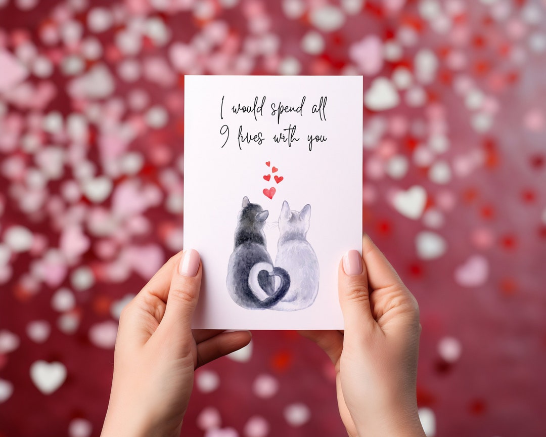 Katzen Valentinstag Karte, Jahrestag Karte, Katze Liebe Karte für Frau
