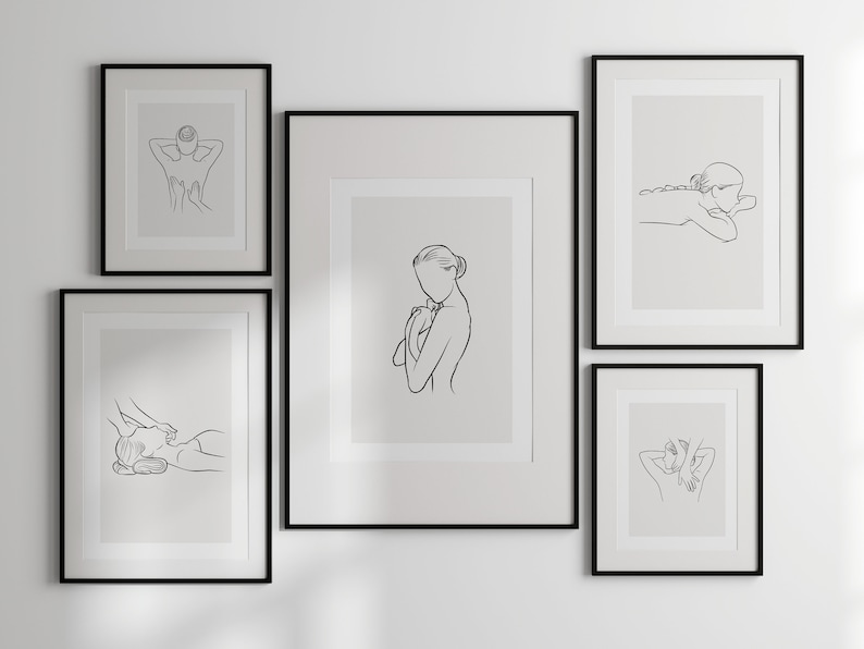 Body Massage Art Prints Set of 5, Spa Decor, Massage Therapist Art, Wellness Center Decor, Massage Room Decor, Treatment Room Art, Printable