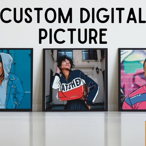 Aangepast digitaal cartoonportret van een foto // Afdrukbare kunst downloaden // Portretgeschenk