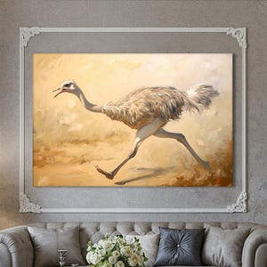 Running Ostrich Canvas for Bold Decor Ready to Hang