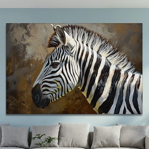 Zebra Profile Art Print African Wildlife Wall Decor Nature Ready to Hang