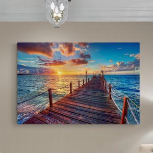 Seascape Wall Art Canvas, Relaxing Landscape Canvas Wall Decor, Beach Wall Art for Bedroom, Framed Canvas Wall Art, Living Room Wall Decor