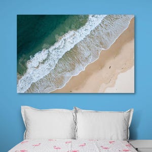Aerial Beach Print, Ocean Wave Painting, Coastal Wall Art, Ready to Hang