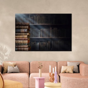 Vintage Book Stack Canvas for Bold Home Decor Ready to Hang