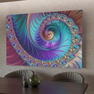 Colorful Lavender Peacock Canvas Print — Purple Peafowl Abstract Wall Art, Ready to Hang