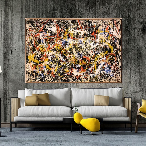 Jackson Pollock Convergence Modern Design Reproduction Canvas Print Wall Art Canvas Ready to hang