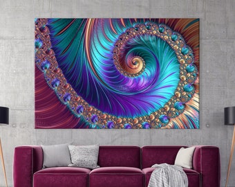 Colorful Lavender Peacock Abstract Art Peafowl Patterns in Purple Canvas Print Wall Art Canvas Ready to hang